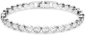 Swarovski Tennis Bracelet and Earring Jewelry Collection, Rhodium Finish, Clear Crystals