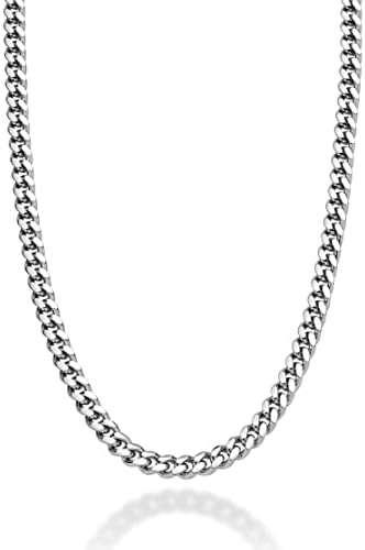 Miabella Italian Heavy 925 Sterling Silver Thick 3.5mm, 5mm, 7mm Curb Cuban Link Chain Necklace for Men Made in Italy
