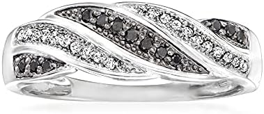 Ross-Simons 0.15 ct. t.w. Black and White Diamond Twisted Ring in Sterling Silver