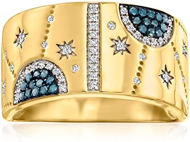 Ross-Simons 0.20 ct. t.w. Blue and White Diamond Celestial Ring in 18kt Gold Over Sterling